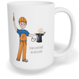 Hrnek klasický velký s vlastním potiskem - Jsem elektrikář