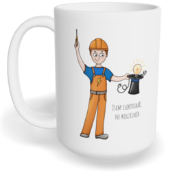 Hrnek klasický velký s vlastním potiskem - Jsem elektrikář