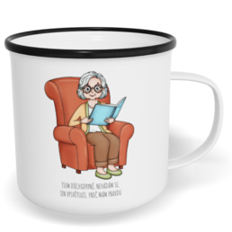 Hrnek plecháček s potiskem na míru - Jsem důchodkyně