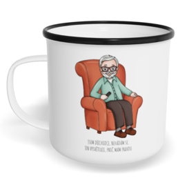 Hrnek plecháček s potiskem na míru - Jsem důchodce