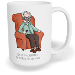 Hrnek klasický velký s vlastním potiskem - Jsem důchodce