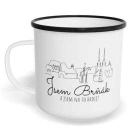 Hrnek plecháček s potiskem na míru - Jsem Brňák a jsem na to hrdej!