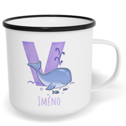 Hrnek plecháček s potiskem na míru - Jméno V