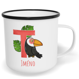 Hrnek plecháček s potiskem na míru - Jméno T
