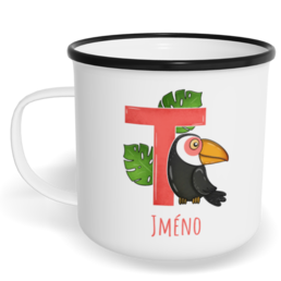 Hrnek plecháček s potiskem na míru - Jméno T