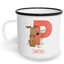 Hrnek plecháček s potiskem na míru - Jméno P