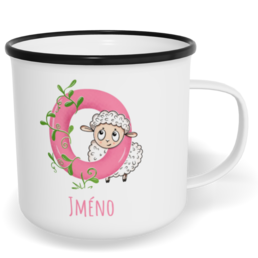 Hrnek plecháček s potiskem na míru - Jméno O