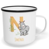 Hrnek plecháček s potiskem na míru - Jméno N