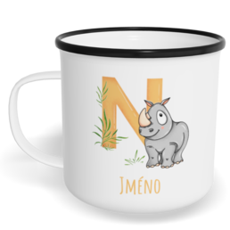 Hrnek plecháček s potiskem na míru - Jméno N