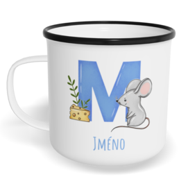 Hrnek plecháček s potiskem na míru - Jméno M