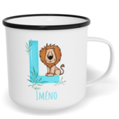 Hrnek plecháček s potiskem na míru - Jméno L