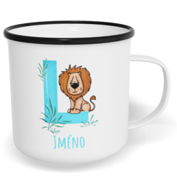Hrnek plecháček s potiskem na míru - Jméno L