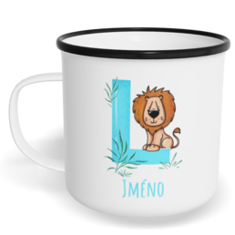 Hrnek plecháček s potiskem na míru - Jméno L