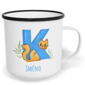 Hrnek plecháček s potiskem na míru - Jméno K