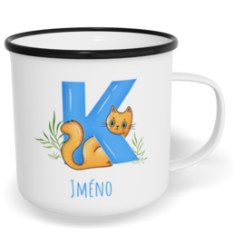 Hrnek plecháček s potiskem na míru - Jméno K