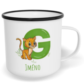 Hrnek plecháček s potiskem na míru - Jméno G