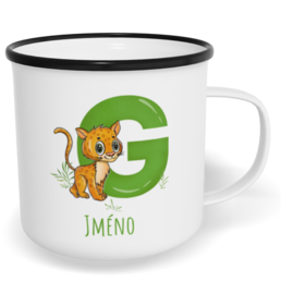 Hrnek plecháček s potiskem na míru - Jméno G