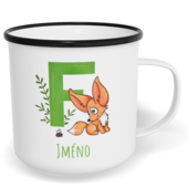 Hrnek plecháček s potiskem na míru - Jméno F