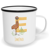 Hrnek plecháček s potiskem na míru - Jméno E