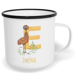 Hrnek plecháček s potiskem na míru - Jméno E