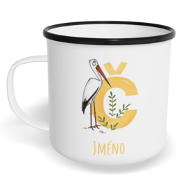 Hrnek plecháček s potiskem na míru - Jméno Č