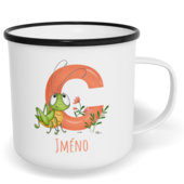 Hrnek plecháček s potiskem na míru - Jméno C