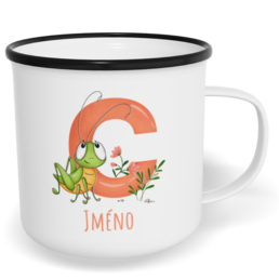 Hrnek plecháček s potiskem na míru - Jméno C