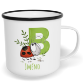 Hrnek plecháček s potiskem na míru - Jméno B