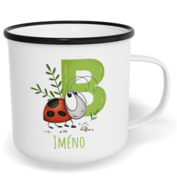 Hrnek plecháček s potiskem na míru - Jméno B