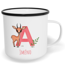 Hrnek plecháček s potiskem na míru - Jméno A