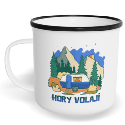 Hrnek plecháček s potiskem na míru - Hory volají