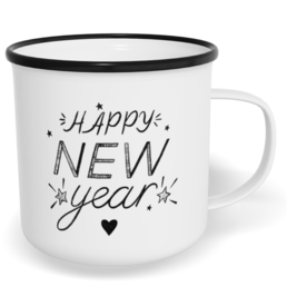Hrnek plecháček s potiskem na míru - Happy new year