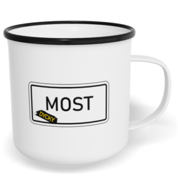 Hrnek plecháček s potiskem na míru - Dycky most