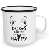 Hrnek plecháček s potiskem na míru - Dogs make me happy