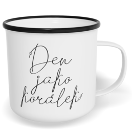 Hrnek plecháček s potiskem na míru - Den jako korálek