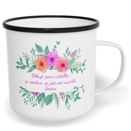 Hrnek plecháček s potiskem na míru - Děkuji, paní učitelko