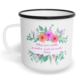 Hrnek plecháček s potiskem na míru - Děkuji, paní učitelko