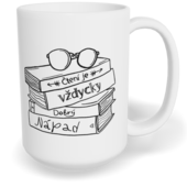 Hrnek klasický velký s vlastním potiskem - Čtení je vždycky dobrý nápad