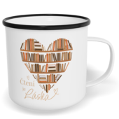 Hrnek plecháček s potiskem na míru - Čtení je láska