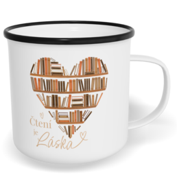 Hrnek plecháček s potiskem na míru - Čtení je láska