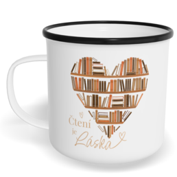 Hrnek plecháček s potiskem na míru - Čtení je láska