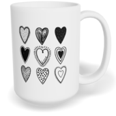 Hrnek klasický velký s vlastním potiskem - Černobílá srdíčka