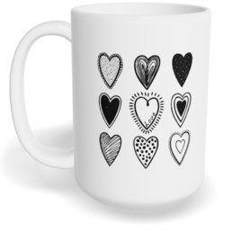 Hrnek klasický velký s vlastním potiskem - Černobílá srdíčka