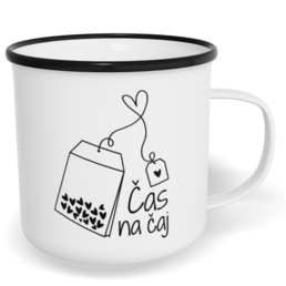 Hrnek plecháček s potiskem na míru - Čas na čaj