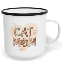 Hrnek plecháček s potiskem na míru - Cat mom