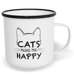 Hrnek plecháček s potiskem na míru - Cats make me happy