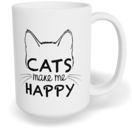 Hrnek klasický velký s vlastním potiskem - Cats make me happy