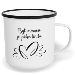Hrnek plecháček s potiskem na míru - Být mámou je pohodinda