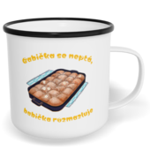 Hrnek plecháček s potiskem na míru - Babička se neptá, babička rozmazluje