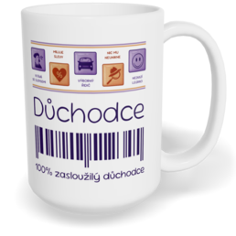 Hrnek klasický velký s vlastním potiskem - Nemám čas, jsem v důchodu